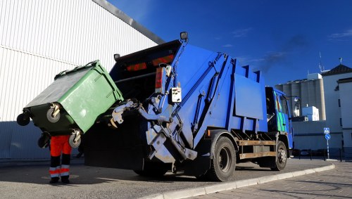 Construction site with waste management practices in West Ham