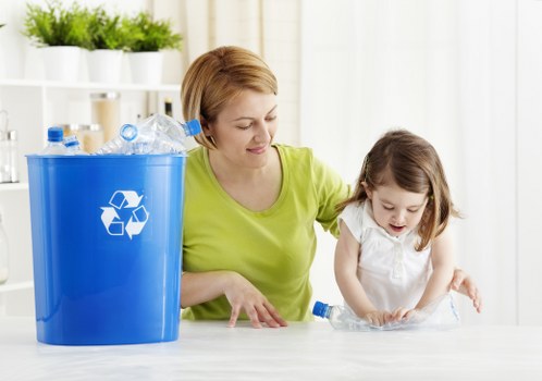 Variety of construction waste materials sorted for recycling